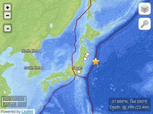 日本東北海域發(fā)生7.3級地震野田佳彥趕回官邸