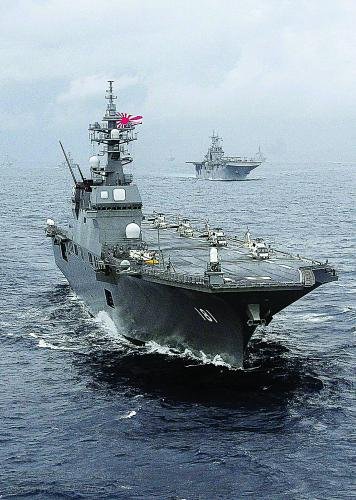 圖片說明： “日向”級直升機(jī)驅(qū)逐艦將在奪島登陸中扮演重要角色。
