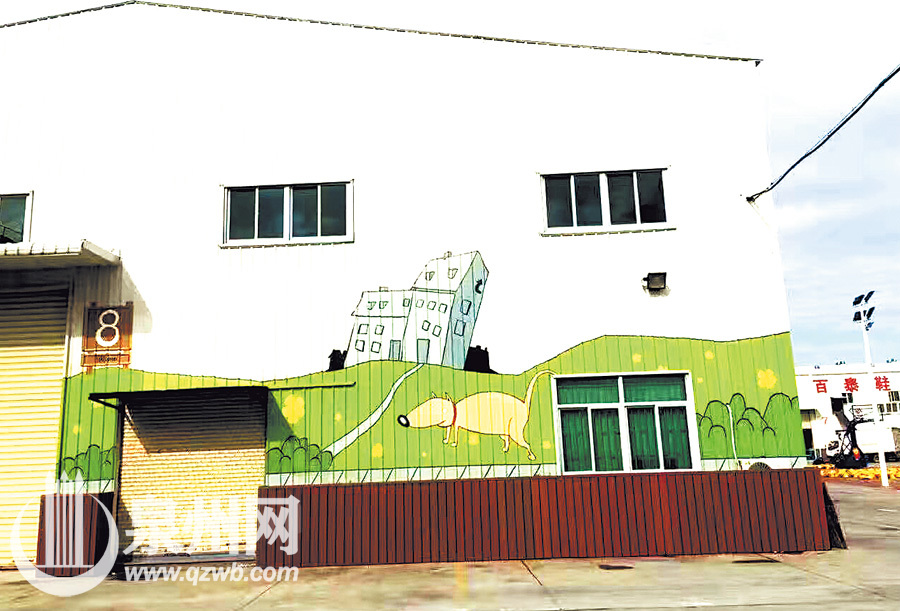 近日，在晉江西園街道嶼頭社區(qū)的工業(yè)園區(qū)內，原本冰冷的工業(yè)廠房外墻被噴繪上各式各樣的3D彩繪圖案，立即搖身一變成為靚麗風景，讓人眼前一亮。